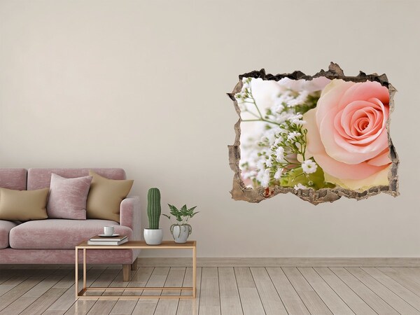 3D Wandtattoos Loch in der Wand Eine Rose in einem Blumenarrangement