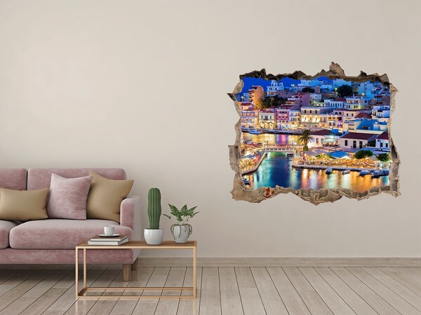 3D Wandtattoos Loch in der Wand Eine malerische Küstenstadt