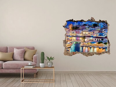 3D Wandtattoos Loch in der Wand Eine malerische Küstenstadt