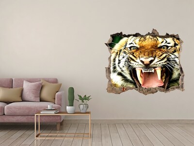 3D Wandsticker Loch Tiger in Aktion
