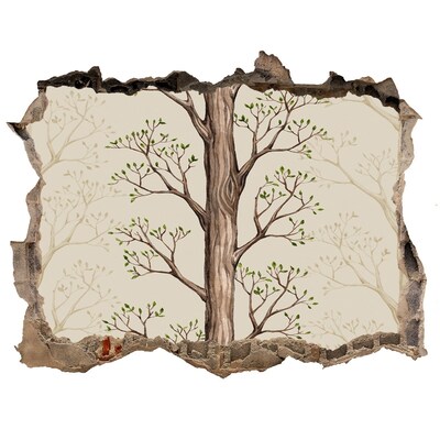 3D Wandsticker Loch Zerbrochene Mauer mit einem Baum