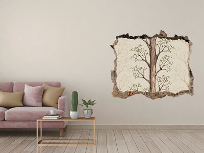 3D Wandsticker Loch Zerbrochene Mauer mit einem Baum