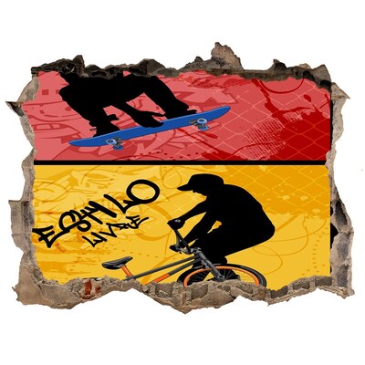 Wandfolien Loch in der Wand Skateboarden in Aktion