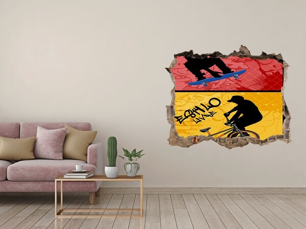 Wandfolien Loch in der Wand Skateboarden in Aktion
