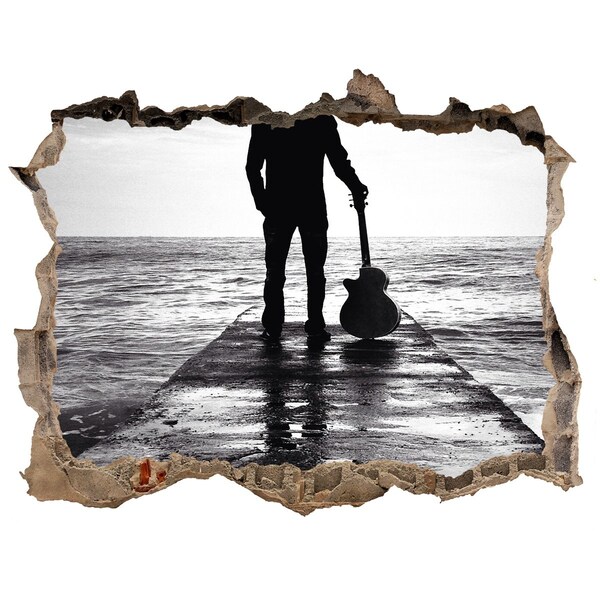 Wandfolien Loch in der Wand Musiker auf dem Pier