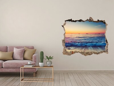 3D Wandtattoos Loch in der Wand Sonnenuntergang über dem Meer
