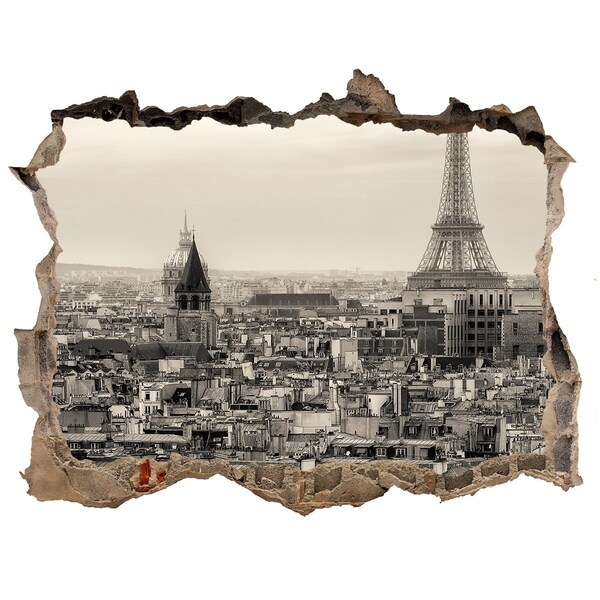 3D Wandsticker Loch Blick auf Paris mit dem Eiffelturm