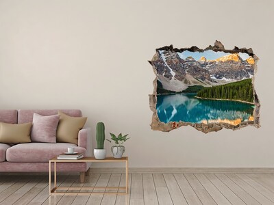 3D Wandtattoos Loch in der Wand Bergsee im Tal