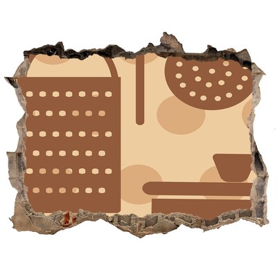 3D Wandsticker Loch Interieur mit Retro-Motiv