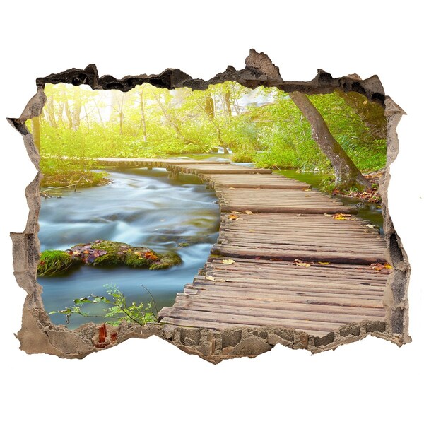 3D Wandsticker Loch Waldweg am Fluss entlang