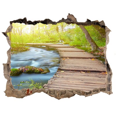 3D Wandsticker Loch Waldweg am Fluss entlang