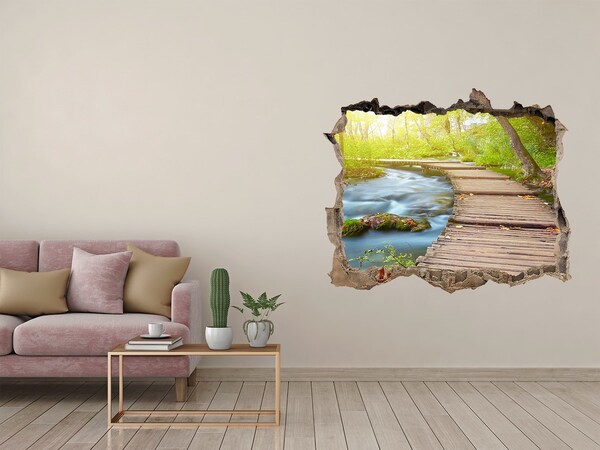 3D Wandsticker Loch Waldweg am Fluss entlang
