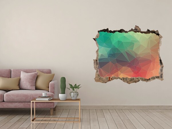 3D Wandtattoos Loch in der Wand Farbenfrohe Geometrie in einem Loch in der Wand