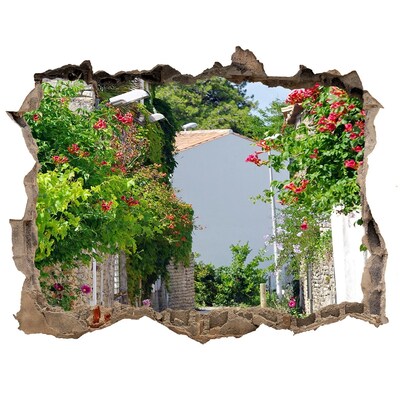 Wandtattoos Mauerdurchbruch Eine bezaubernde Straße voller Blumen