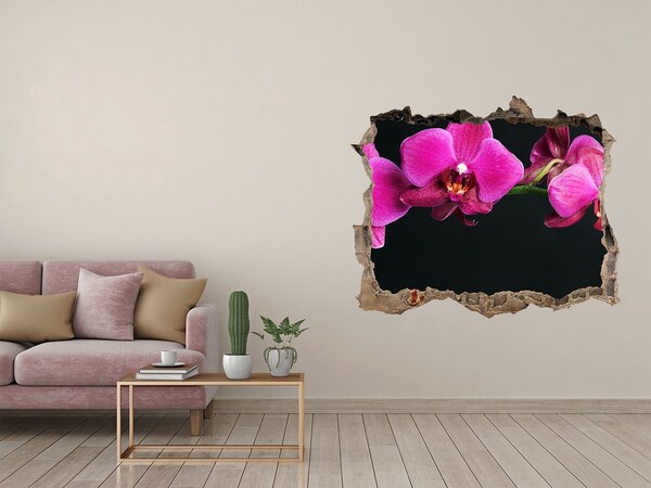 3D Wandsticker Loch Orchidee durch die Wand