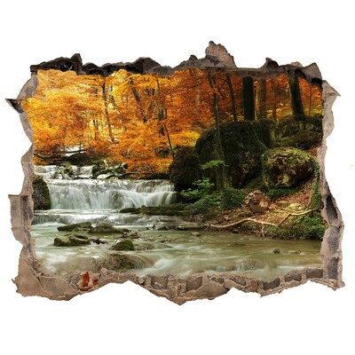 3D Wandtattoos Loch in der Wand Herbstlicher Wasserfall im Wald