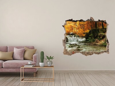 3D Wandtattoos Loch in der Wand Herbstlicher Wasserfall im Wald