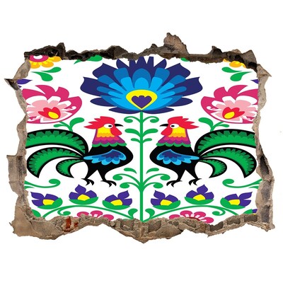 3D Wandsticker Loch Blumenfolklore mit Pfifferlingen