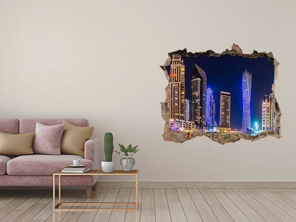 3D Wandtattoos Loch in der Wand Dubais moderne Skyline