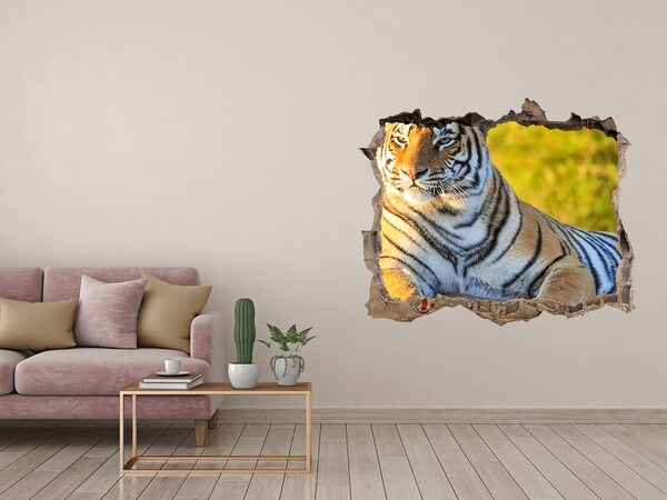 3D Wandsticker Loch Tiger in seinem natürlichen Lebensraum