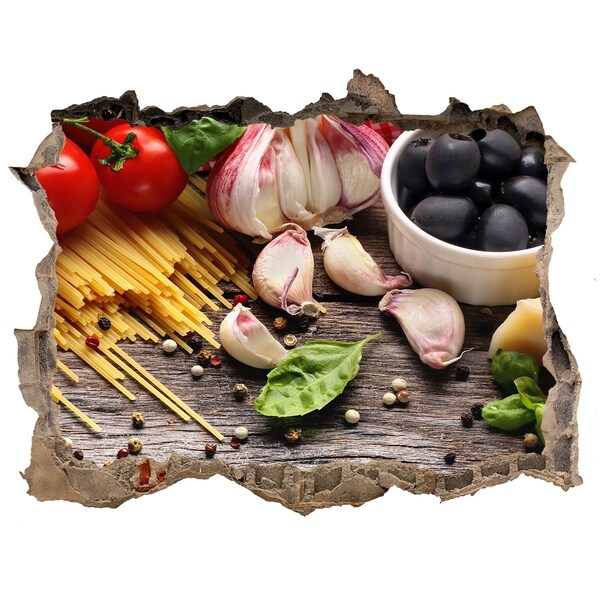 3D Wandtattoos Loch in der Wand Italienische Küche mit Pasta und Knoblauch