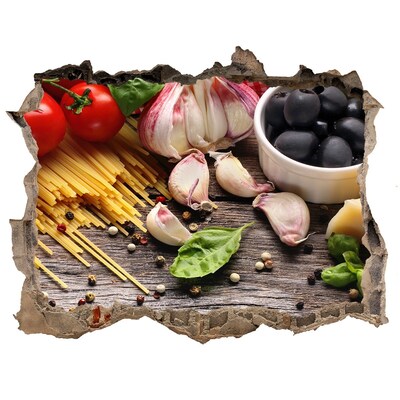 3D Wandtattoos Loch in der Wand Italienische Küche mit Pasta und Knoblauch