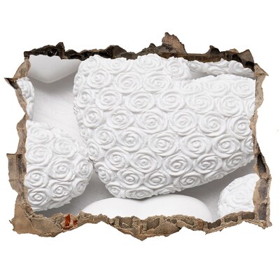 Wandfolien Loch in der Wand Weiße Rosen in einem Loch in der Wand