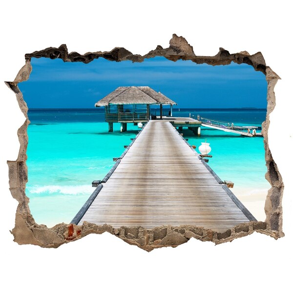 3D Wandsticker Loch Tropischer Pier über türkisfarbenem Wasser
