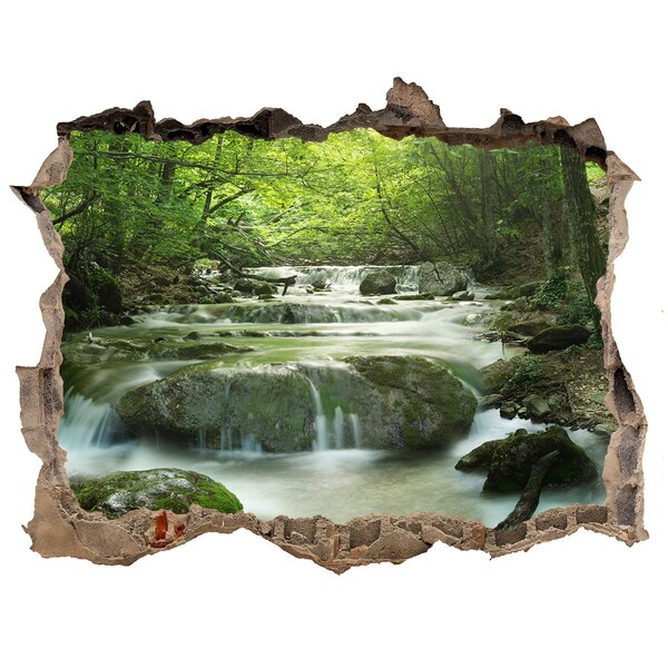 3D Wandsticker Loch Grünes Tal mit Wasserfall