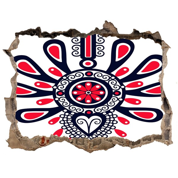 3D Wandtattoos Loch in der Wand Buntes Ethno-Muster in einem Loch in der Wand