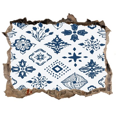 Wandfolien Loch in der Wand Blumenmuster an der Wand