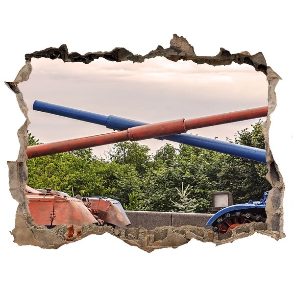 3D Wandtattoos Loch in der Wand Panzerschlacht in den Ruinen