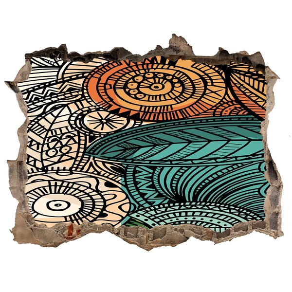 3D Wandtattoos Loch in der Wand Farbenfrohe Muster auf Steingrund