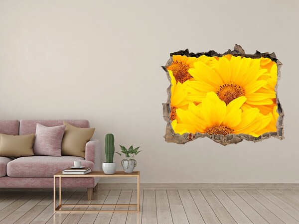 Wandfolien Loch in der Wand Sonnenblumen in einem Loch in der Wand