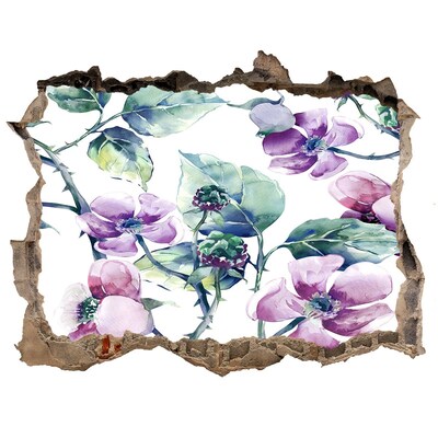 3D Wandsticker Loch Blumenmalerei an einer beschädigten Wand