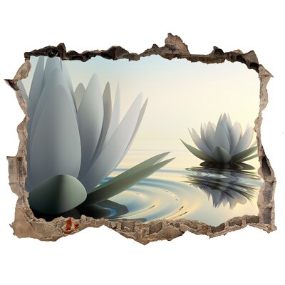 3D Wandsticker Loch Lotusblumen auf dem Wasser