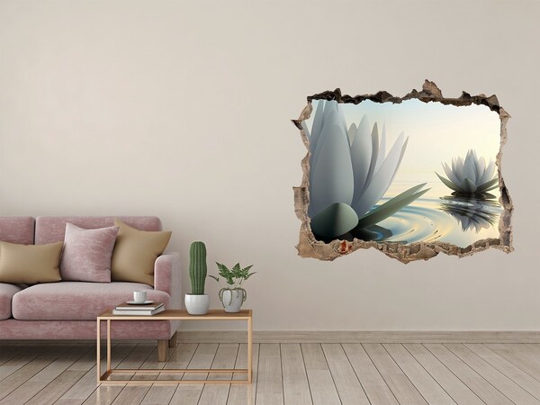 3D Wandsticker Loch Lotusblumen auf dem Wasser