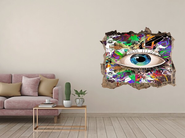 3D Wandtattoos Loch in der Wand Ein Auge in einer farbenfrohen Komposition