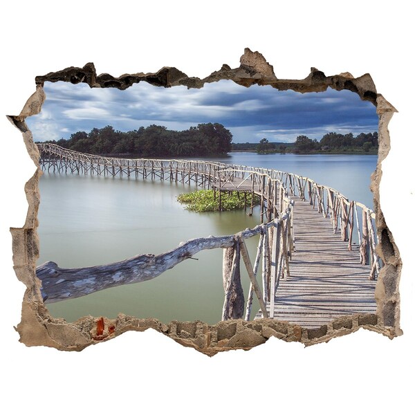 3D Wandsticker Loch Eine Brücke über das Wasser