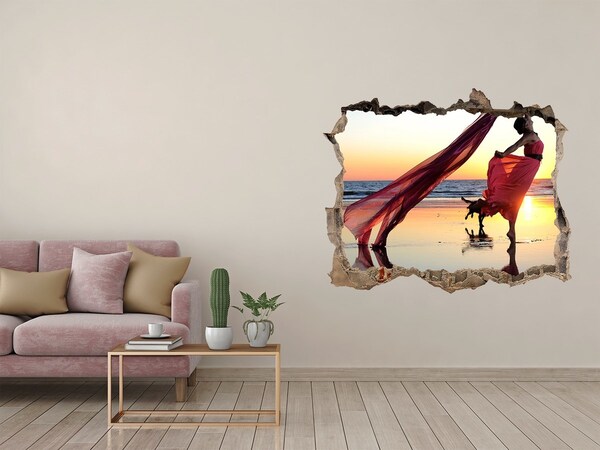 Wandtattoos Loch Tanzen am Strand bei Sonnenuntergang