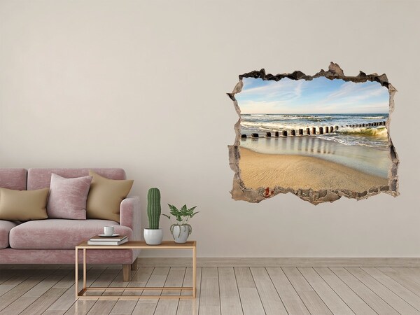 Wandfolien Loch in der Wand Meer und Strand in der Sommersonne