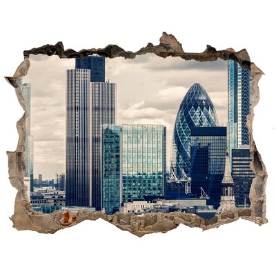 3D Wandtattoos Loch in der Wand Blick auf die moderne Stadt