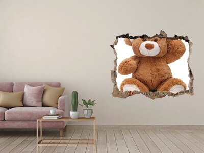 3D Wandsticker Loch Teddybär in einem Loch in der Wand
