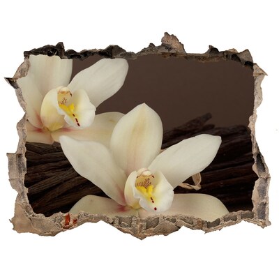 3D Wandtattoos Loch in der Wand Orchideenblüten in einer beschädigten Mauer