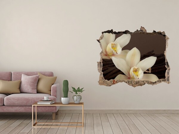 3D Wandtattoos Loch in der Wand Orchideenblüten in einer beschädigten Mauer