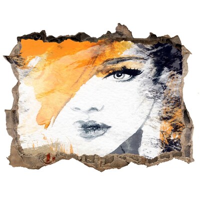 3D Wandsticker Loch Porträt in goldenen Schattierungen