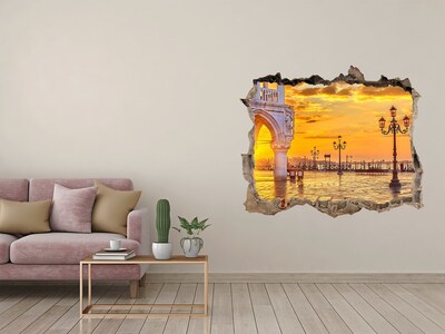 3D Wandtattoos Loch in der Wand Sonnenuntergang in Venedig