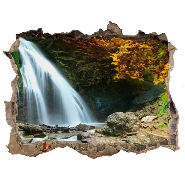 Wandtattoos Loch Wasserfall im Herbstwald