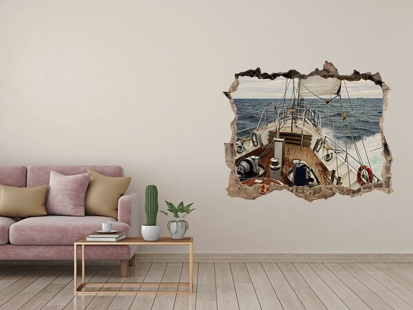3D Wandtattoos Loch in der Wand Eine Yacht auf See