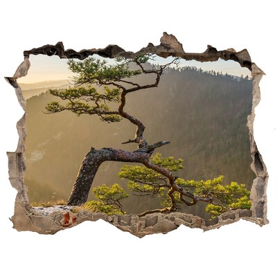 3D Wandsticker Loch Berglandschaft mit einem Baum